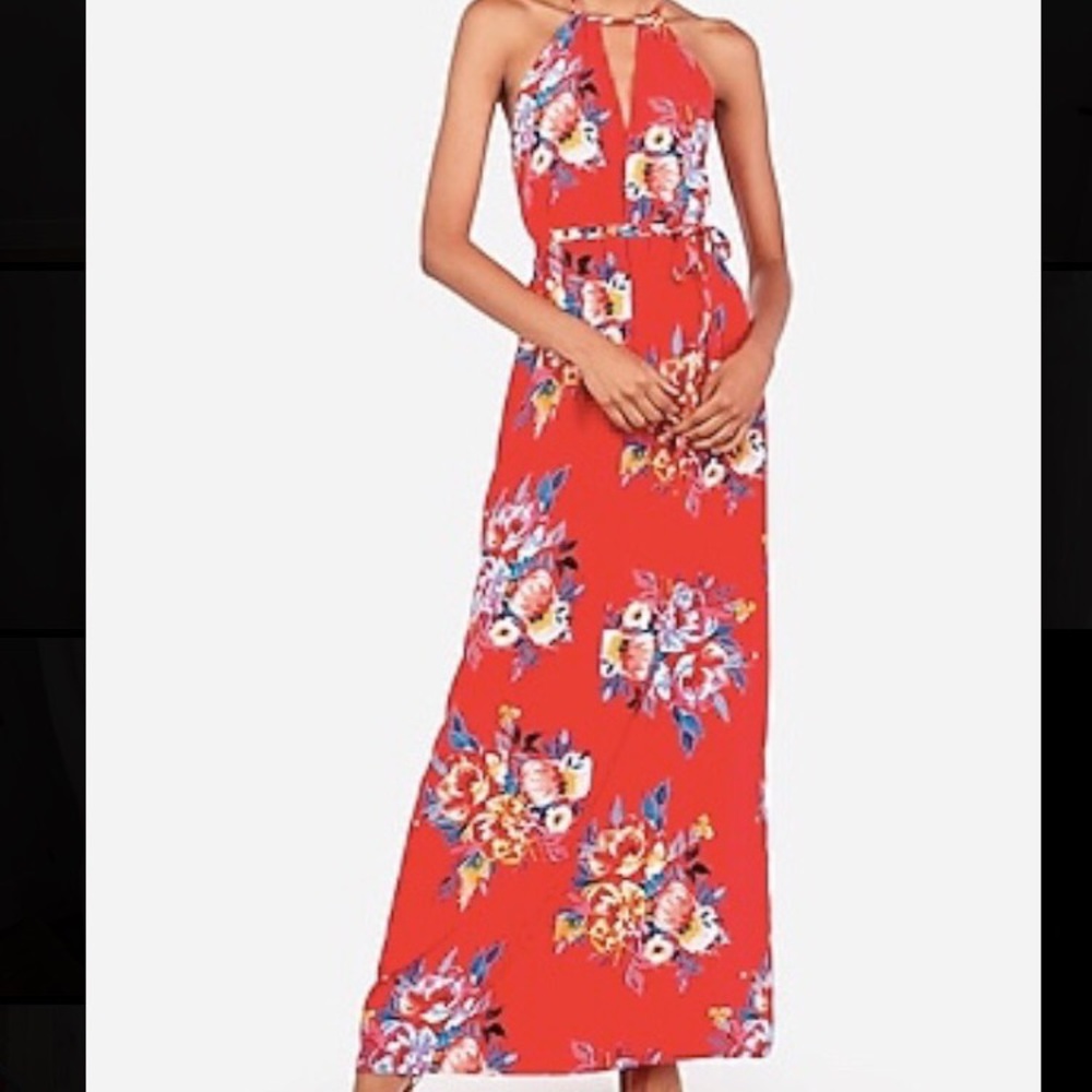 Express Floral Halter Maxi Dress